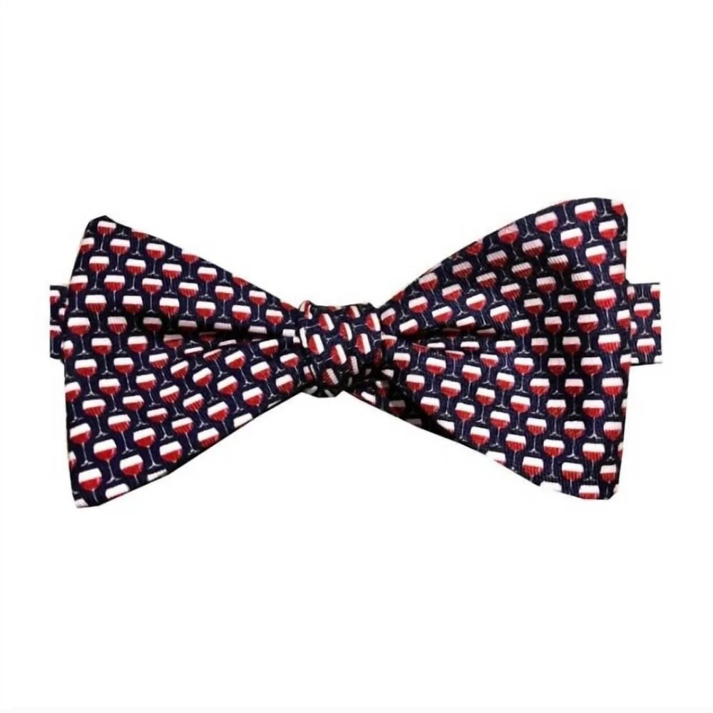 NEW LAZYJACK PRESS Mens On Cloud Wine‎ Bowtie Tie in Red Blue and White NIB